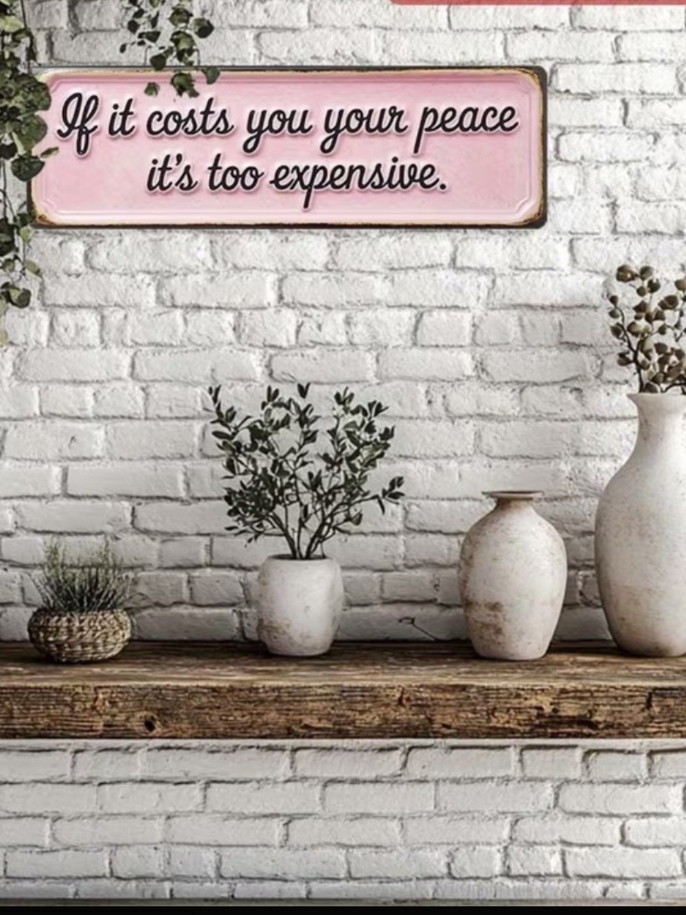 Pink Inspirational Wall Plaque – “If it costs you your peace”